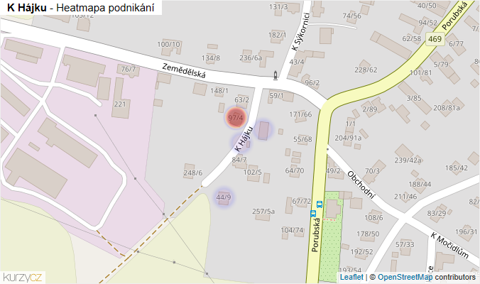 Mapa K Hájku - Firmy v ulici.