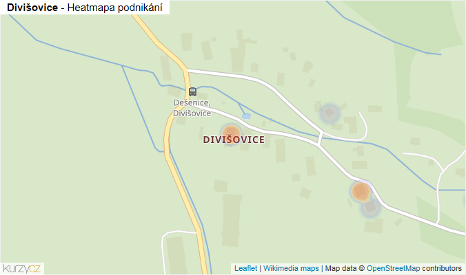 Mapa Divišovice - Firmy v části obce.