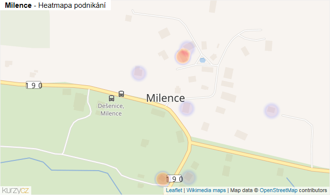Mapa Milence - Firmy v části obce.
