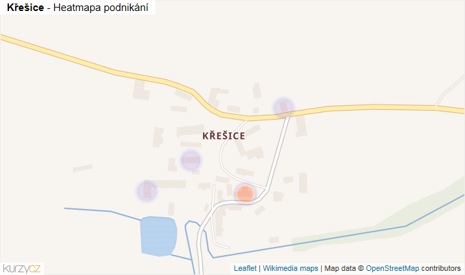 Mapa Křešice - Firmy v části obce.