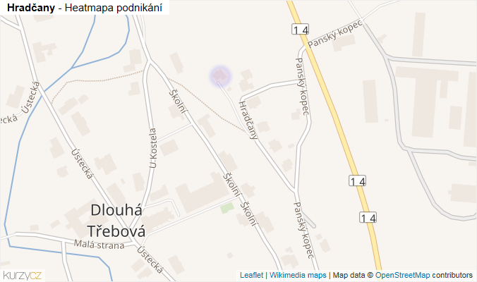 Mapa Hradčany - Firmy v ulici.