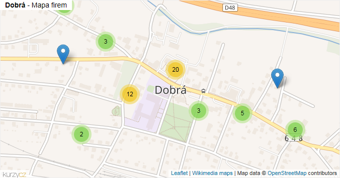 Mapa Dobrá - Firmy v obci.