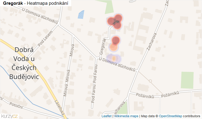 Mapa Gregorák - Firmy v ulici.