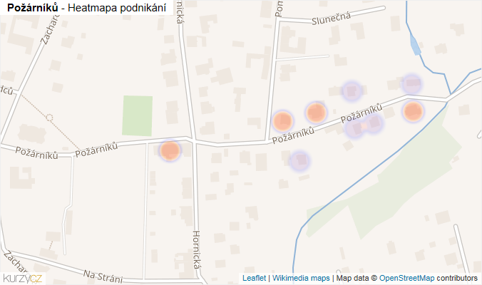 Mapa Požárníků - Firmy v ulici.