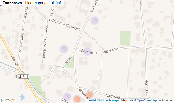Mapa Zacharova - Firmy v ulici.