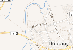 Mánesova v obci Dobřany - mapa ulice