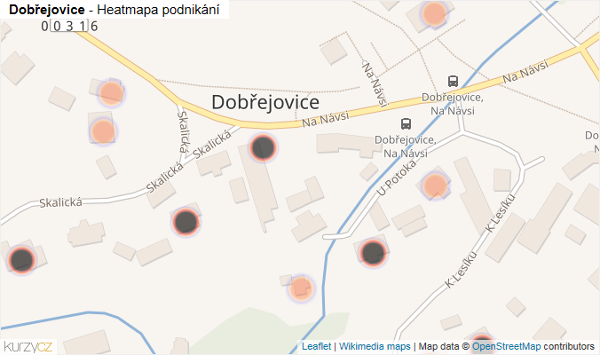 Mapa Dobřejovice - Firmy v obci.