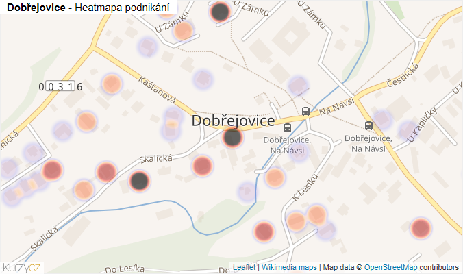 Mapa Dobřejovice - Firmy v části obce.