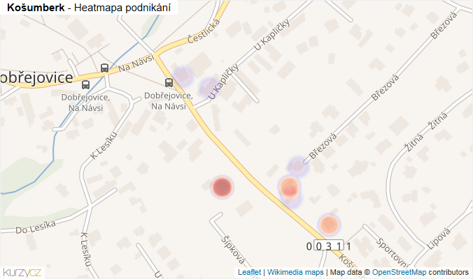 Mapa Košumberk - Firmy v ulici.