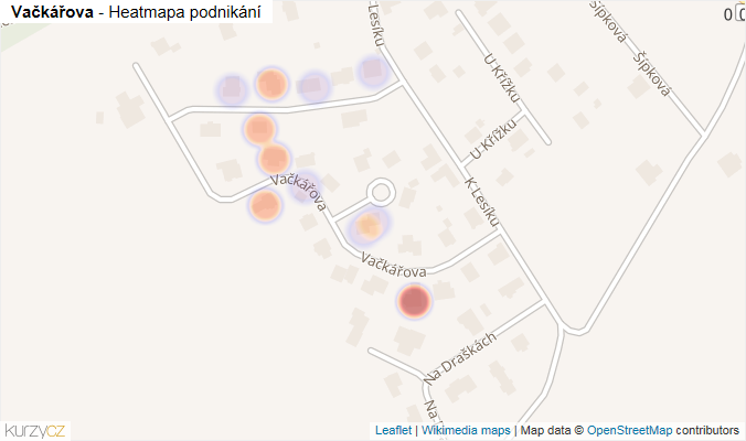 Mapa Vačkářova - Firmy v ulici.