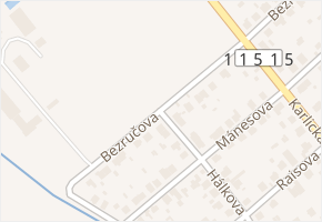 Bezručova v obci Dobřichovice - mapa ulice