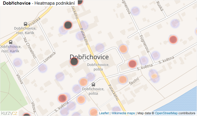 Mapa Dobřichovice - Firmy v části obce.