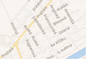 Jugoslávská v obci Dobřichovice - mapa ulice