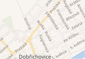 Ruská v obci Dobřichovice - mapa ulice