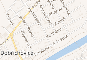 Zelená v obci Dobřichovice - mapa ulice