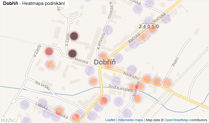 Mapa Dobříň - Firmy v části obce.