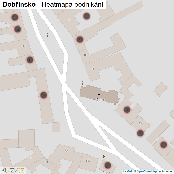 Mapa Dobřínsko - Firmy v obci.