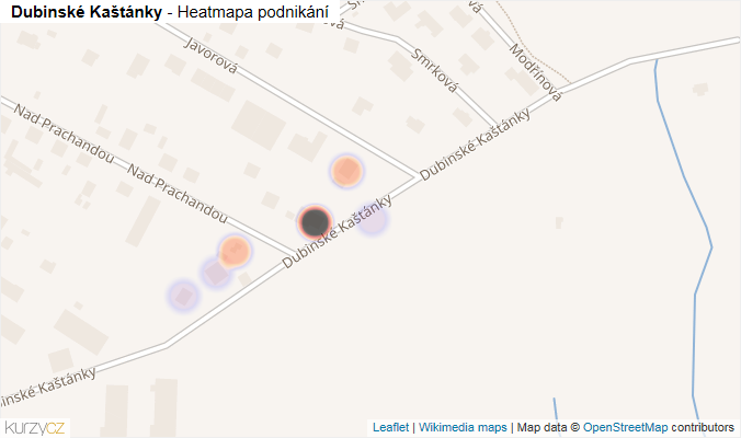 Mapa Dubinské Kaštánky - Firmy v ulici.