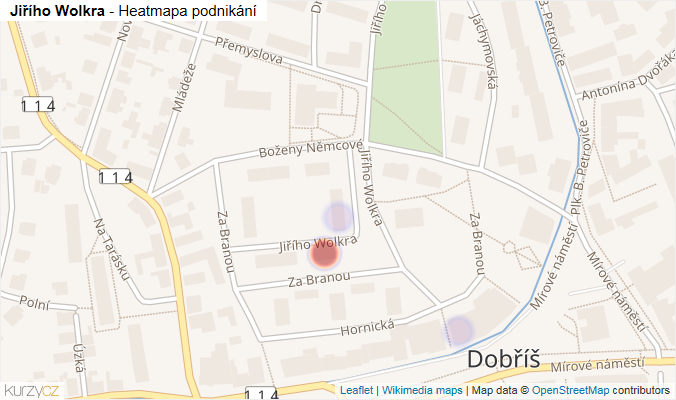 Mapa Jiřího Wolkra - Firmy v ulici.