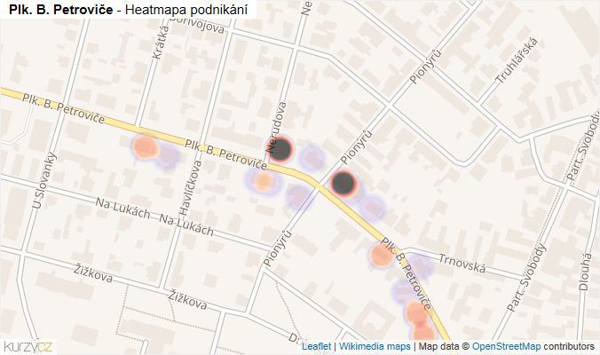Mapa Plk. B. Petroviče - Firmy v ulici.