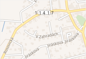 V Zahradách v obci Dobříš - mapa ulice