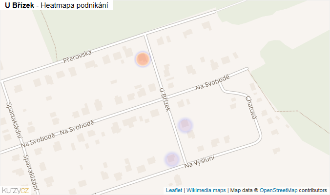 Mapa U Břízek - Firmy v ulici.