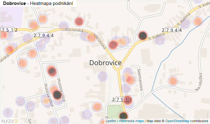 Mapa Dobrovice - Firmy v části obce.