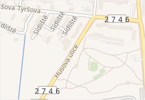 Husova ulice v obci Dobrovice - mapa ulice