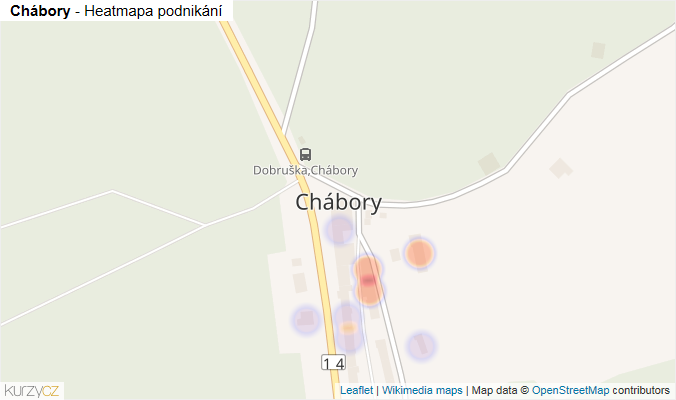 Mapa Chábory - Firmy v části obce.