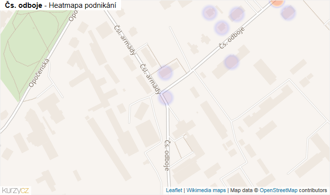 Mapa Čs. odboje - Firmy v ulici.