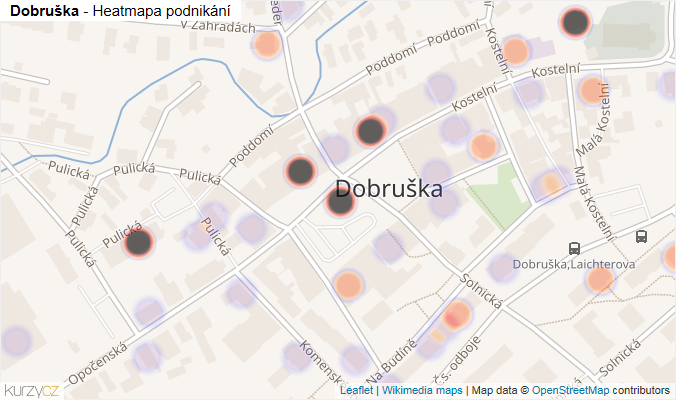 Mapa Dobruška - Firmy v části obce.