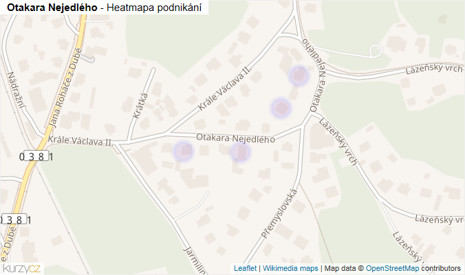 Mapa Otakara Nejedlého - Firmy v ulici.