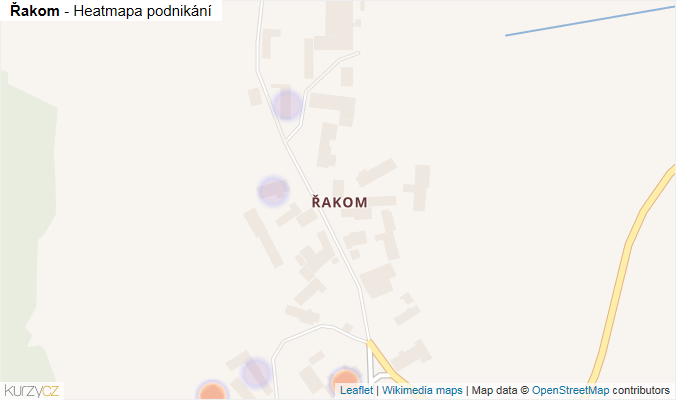 Mapa Řakom - Firmy v části obce.
