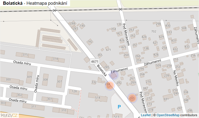 Mapa Bolatická - Firmy v ulici.