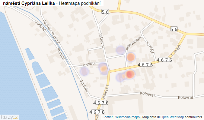 Mapa náměstí Cypriána Lellka - Firmy v ulici.