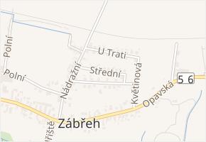 Střední v obci Dolní Benešov - mapa ulice