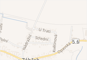 U Trati v obci Dolní Benešov - mapa ulice