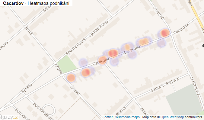 Mapa Cacardov - Firmy v ulici.