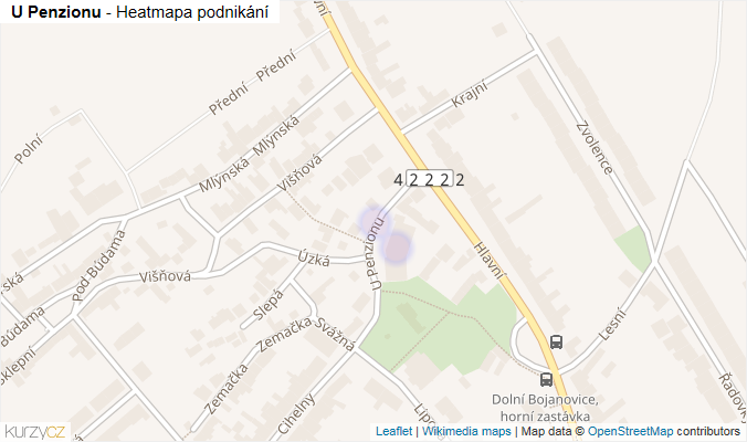 Mapa U Penzionu - Firmy v ulici.