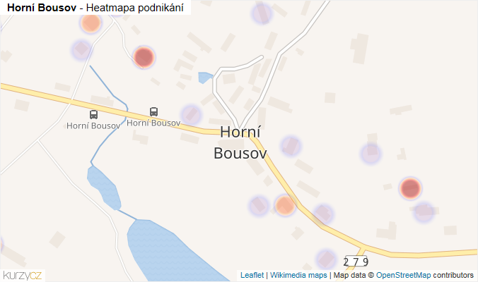 Mapa Horní Bousov - Firmy v části obce.