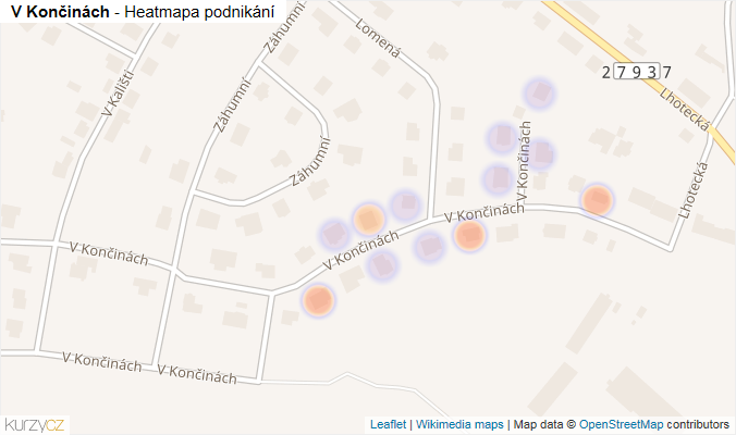 Mapa V Končinách - Firmy v ulici.
