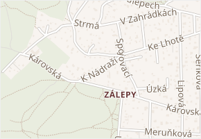 K Nádraží v obci Dolní Břežany - mapa ulice