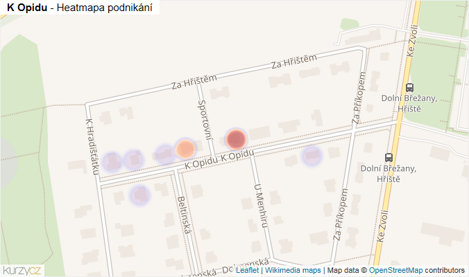 Mapa K Opidu - Firmy v ulici.