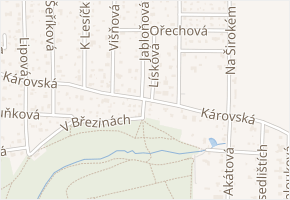 Károvská v obci Dolní Břežany - mapa ulice