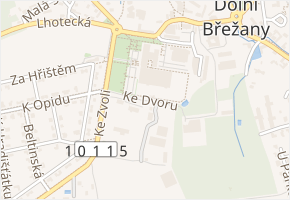 Ke Dvoru v obci Dolní Břežany - mapa ulice