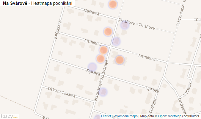 Mapa Na Svárově - Firmy v ulici.