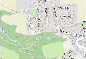 Nad Potokem v obci Dolní Břežany - mapa ulice
