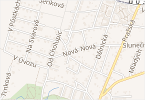Nová v obci Dolní Břežany - mapa ulice