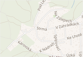 Strmá v obci Dolní Břežany - mapa ulice