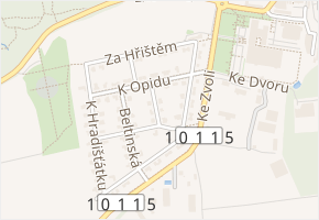 U Menhiru v obci Dolní Břežany - mapa ulice